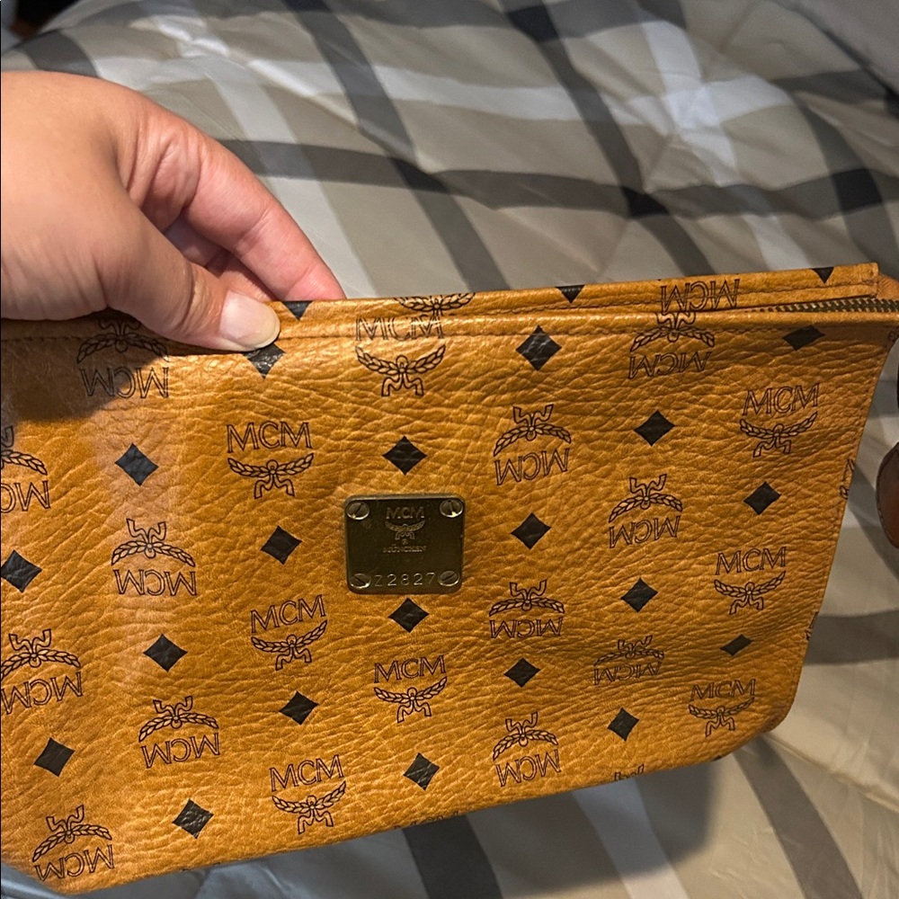 MCM Tan Leather Toiletry Bag (Clutch)